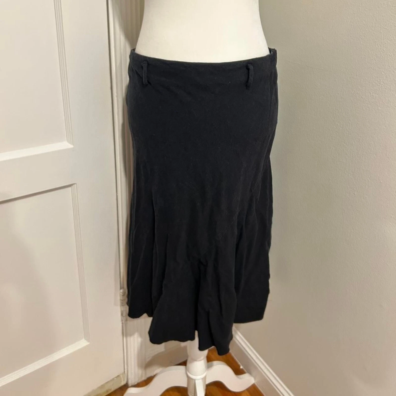 Vtg Guess Women's Linen Blend Midi Asymmetrical Black Skirt Small