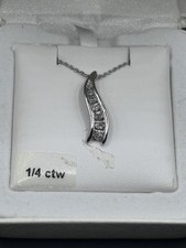 Sterling Silver 1/4 Ctw Clear Diamonds 18in Chain