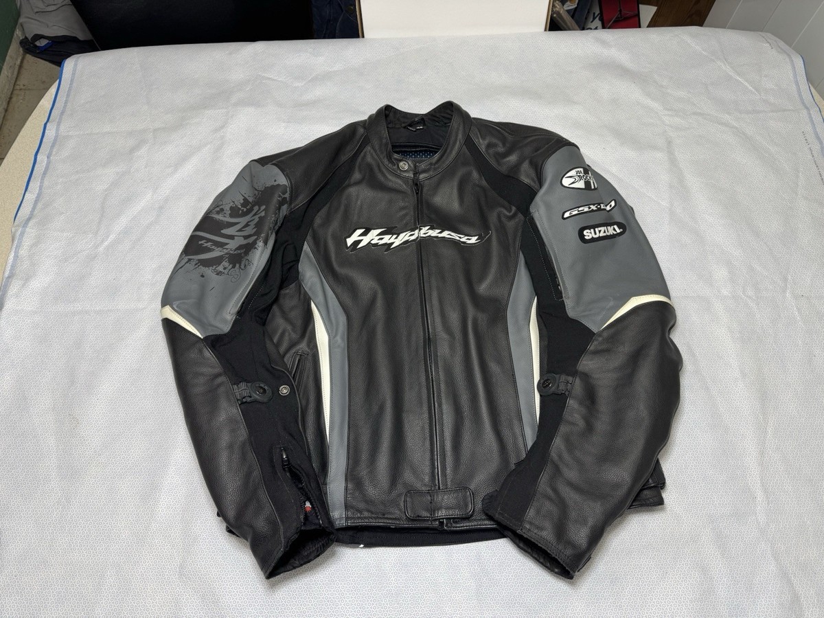 Joe Rocket Hayabusa Leather Motorcycle Jacket Black/Gray size 44