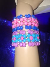 2 Kandi Cuff Pony Bead Bracelets X Base Pattern Kids, Youth, Adults Or Gift