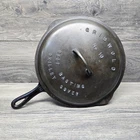 VTG Griswold #10 Cast Iron Skillet & Cover 716 B Large Block Logo Pan Heat Ring