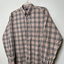 Burberry London Shirt Mens XL Beige Nova Check Long Sleeve Vintage USA