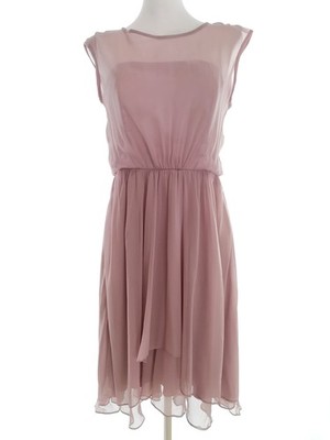 LELA ROSE Damen A-Linien-Kleid Gr. 38 Lavendel Kurzer Ärmel Rüsche Midi Runder