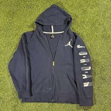 JORDAN Youth Medium 13-15 Years Old Black Full Zip Hoodie Sweater Jacket XL