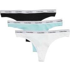 Calvin Klein Icon Logo Thong 3 Pack Women  s Size M Cotton Stretch NEW