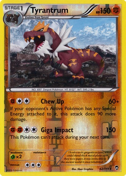 Tyrantrum 62/111 XY - Furious Fists Reverse Holo 2014 Pokemon Heavily Played