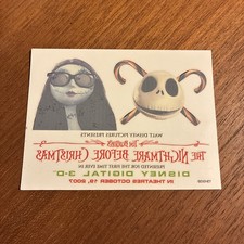 The Nightmare Before Christmas Temporary Tattoos 2007 3-D Movie Promo Disney