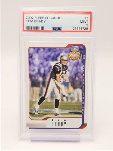 TOM BRADY 2002 FLEER FOCUS JERSEY EDITION FOOTBALL PATRIOTS PSA 9 Q1345
