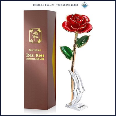 Gold Dipped Infinity Rose, Eternal Flower Decor for Anniversaries & Birthdays