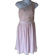 DOROTHY PERKINS Blush Pink Floral Lace One Shoulder Dress Wedding Guest Size 14