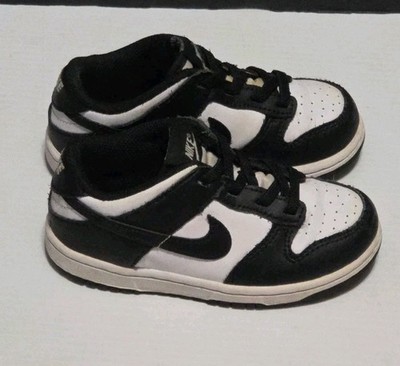 Nike Dunk Low Shoes Youth Size 9C Black White Panda Kids Sneakers 309601-104 GC