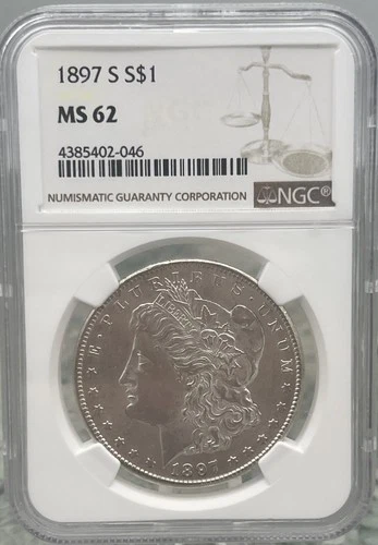 1897-S Morgan Silver Dollar – NGC MS62 – Bright Frosty Luster