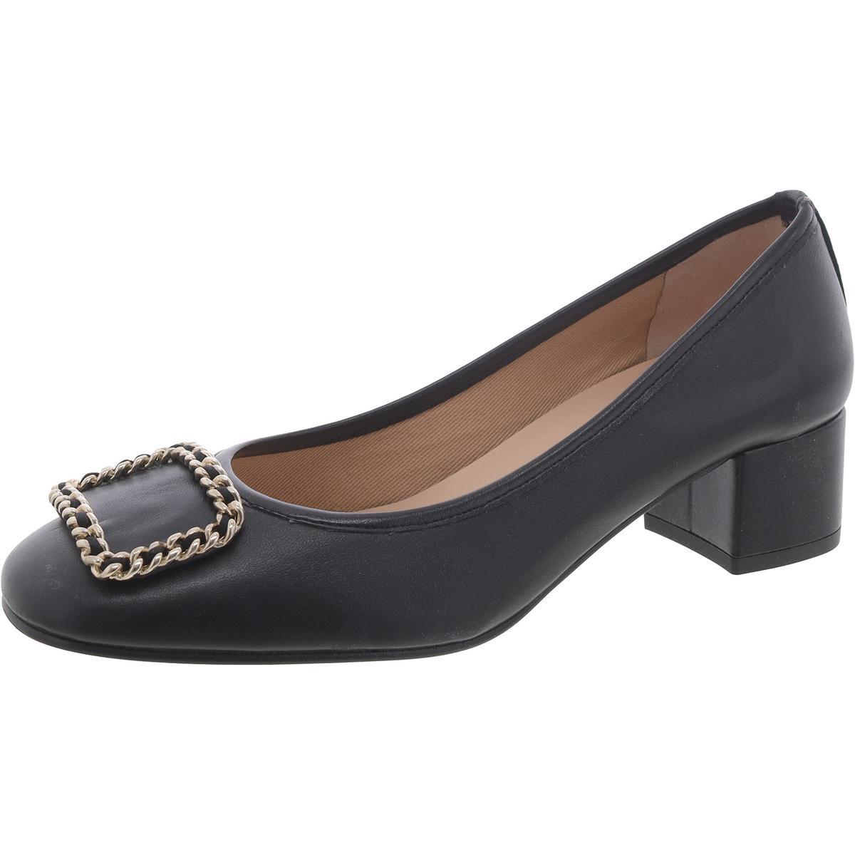 Женские черные туфли-лодочки FS/NY, мокасины без шнуровки на блочном каблуке 8 Medium (B,M) BHFO 1190