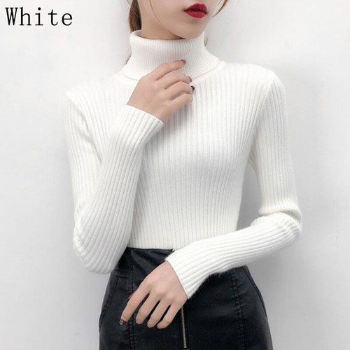 Women's Soft Knitted Turtleneck Sweater Slim Fit Warm Solid Long Sleeve  Pullover | eBay