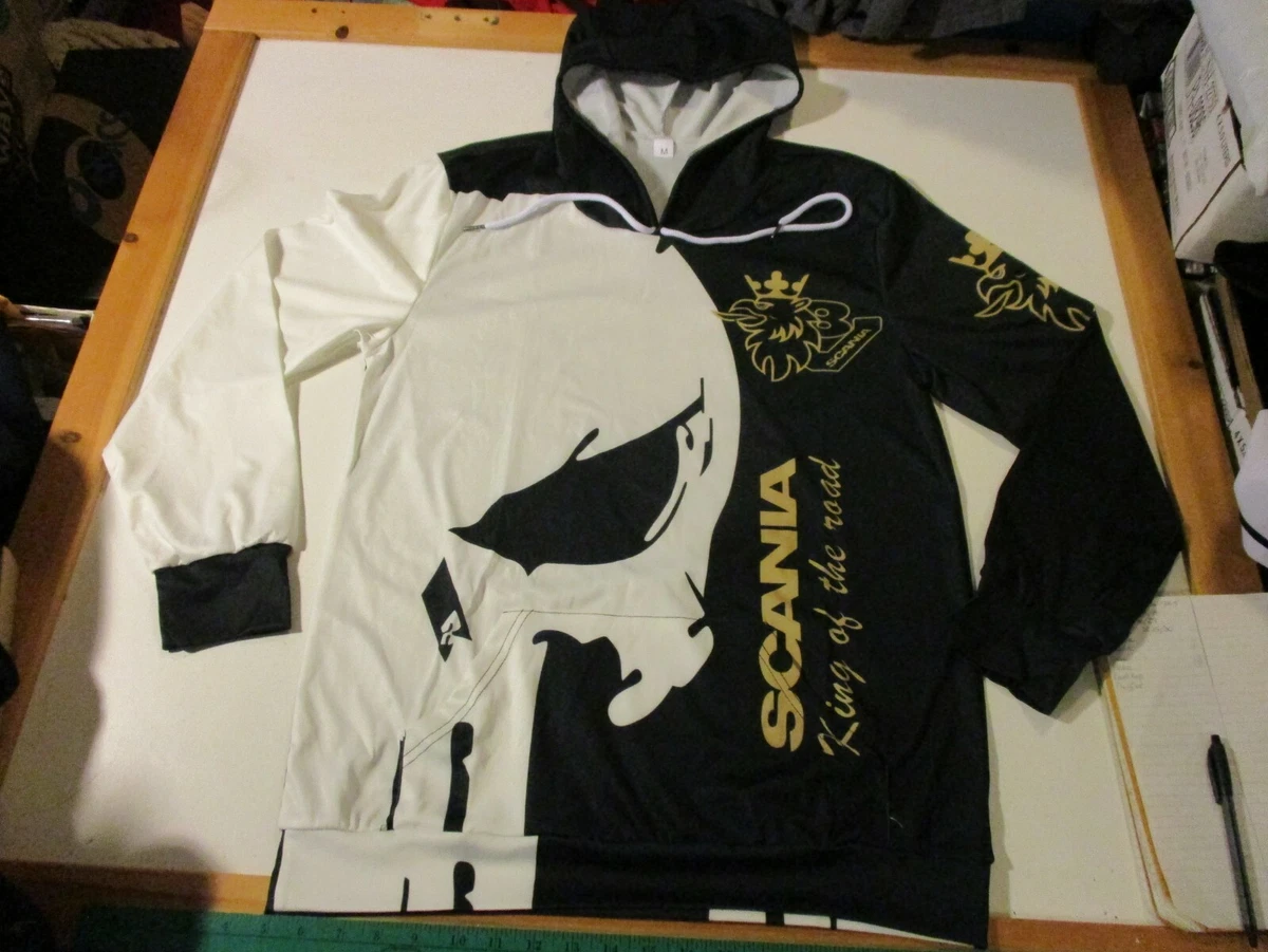SCANIA KING OF THE ROAD NEVER LATE IN A V8 PUNISHER LOGO LIGHT HOODIE MED  SAAB | eBay
