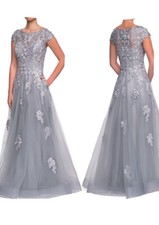 mother of the bride dress size 10 - La Femme - Silver/blue