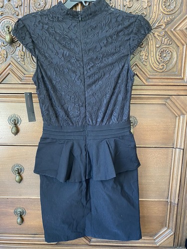 Black Sheath Peplum Lace dress Junior Size S from Heart Soul - Picture 3 of 11