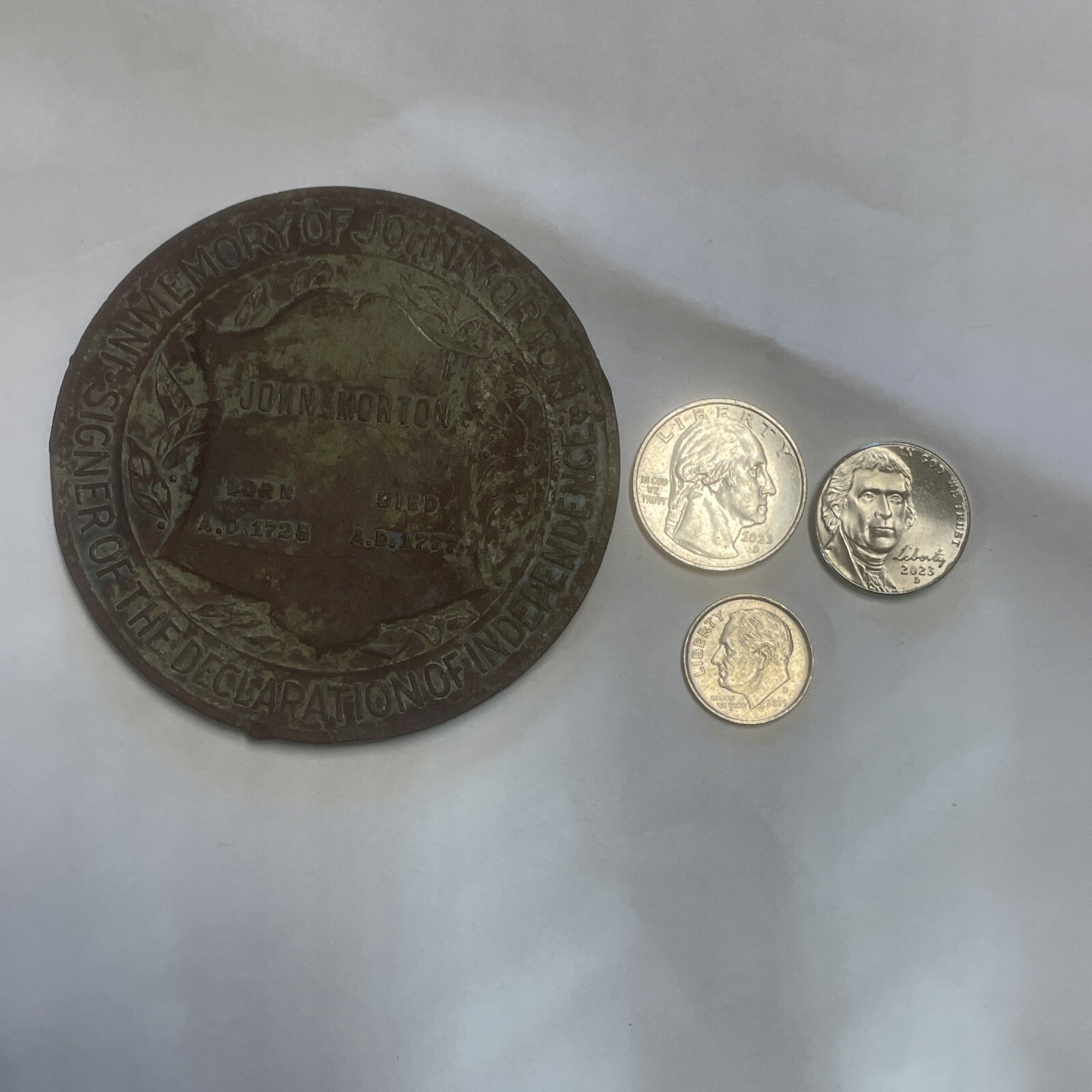 Rare John Morton Memorial Medallion RARE Piece Of American History 1920’s