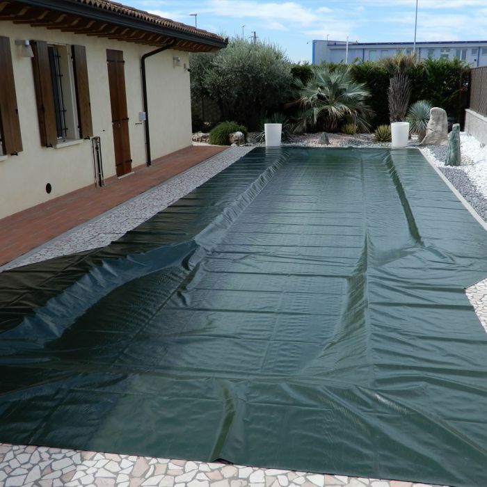 Couverture d'hiver de base pour piscine 4x10 m en bâche PVC noire - 2