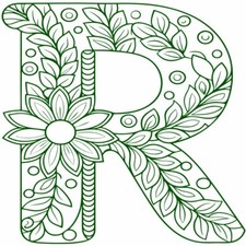 30 Custom Emerald Floral Letter R Personalized Address Labels