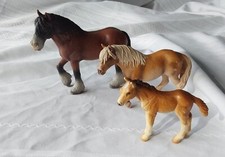 Schleich Shire Gelding Horse 13247, Hafinger Mare 13606, & Holstein Foal 13263