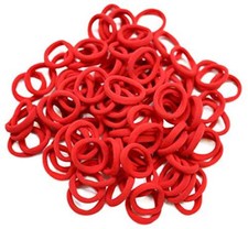 100Pcs Thick Hair Ties Seamless Cotton Hair Bands Elastics Ponytail Holders Red
