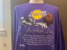 Vintage 90's Los Angeles Lakers Purple Crewneck Sweatshirt Size L
