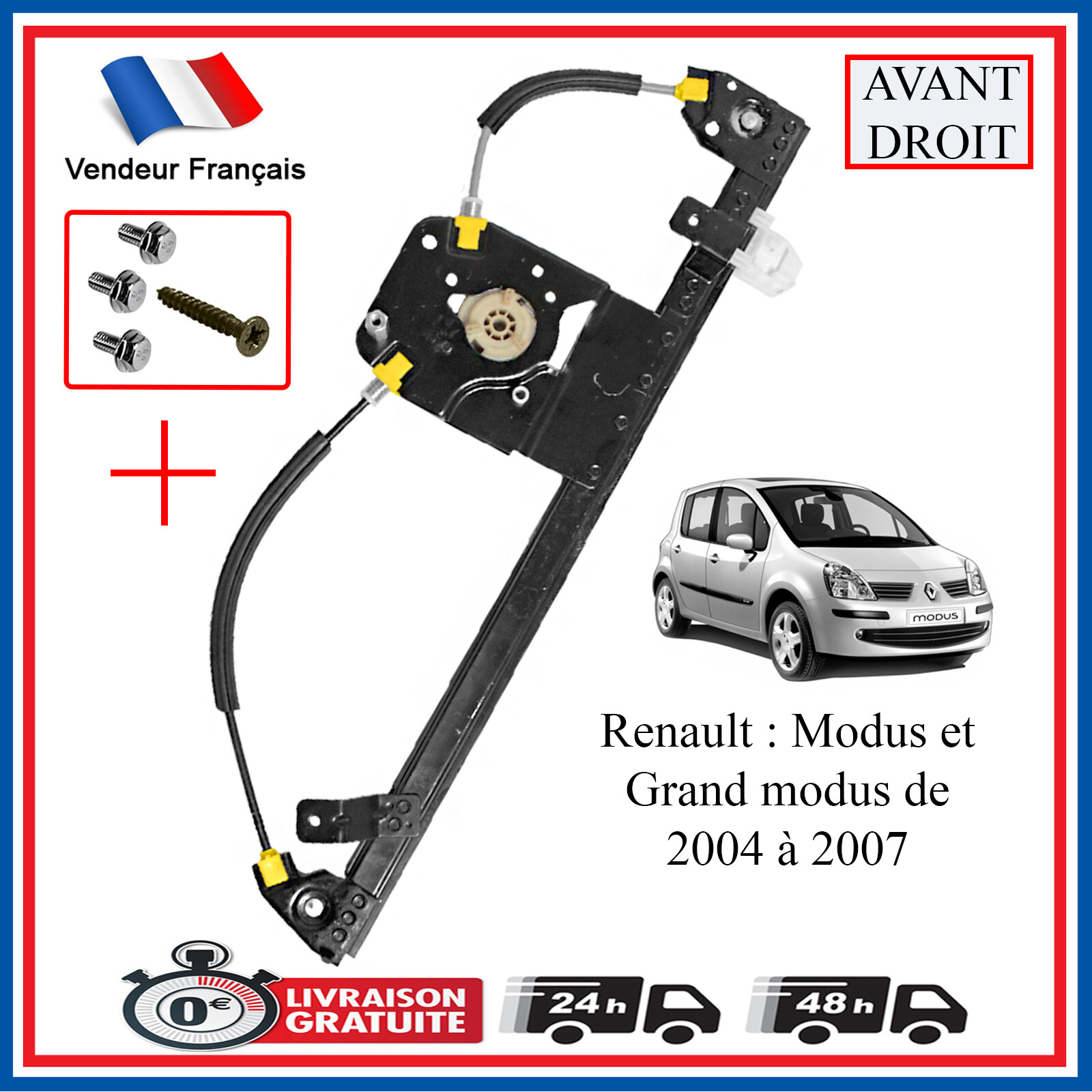 Lève-vitre avant droit Modus 2004-2012 solution panne vitre électrique passager