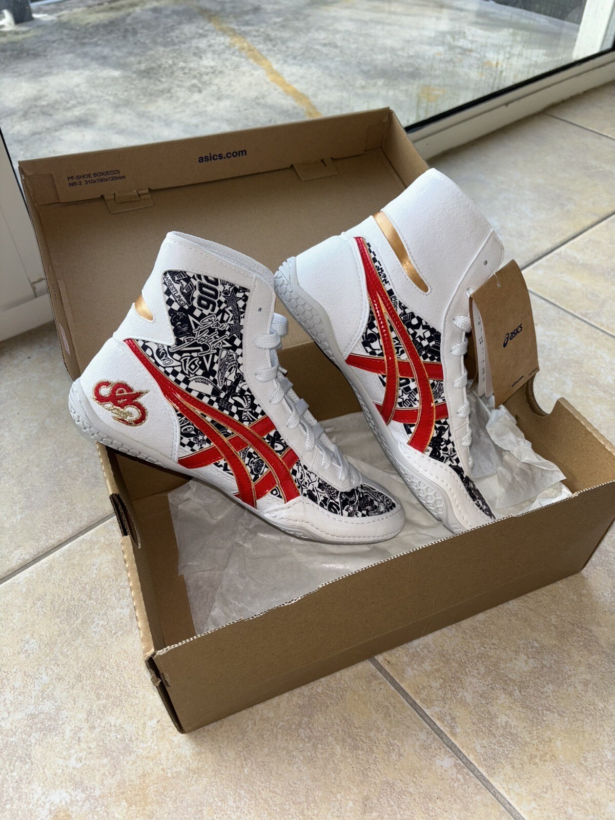 ASICS TWR900 EXEO Wrestling Shoes Red/White/Gold Size 7 eBay