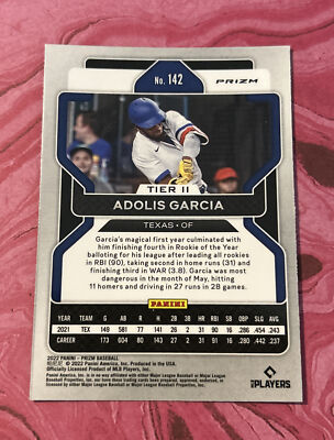 2022 Panini Prizm Tier II Green Prizm #142 Adolis Garcia Rangers 