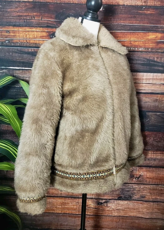 Parka Hansa Branta Talla Grande Imitación Piel Plumón de Ganso Abrigo Borde Stearns Años 70 De Colección Foto 3 de 4