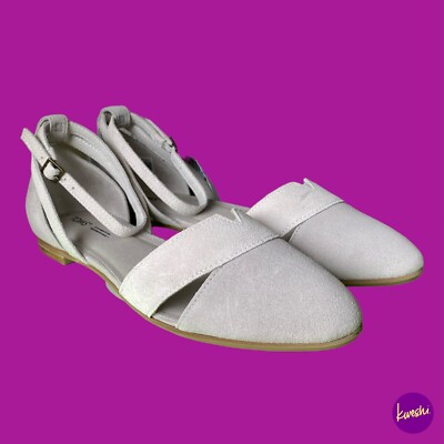 Toms Damen Juliannah Ballerinas, glattes Wildleder, kieselgrau, UK 10 / EU 43,5