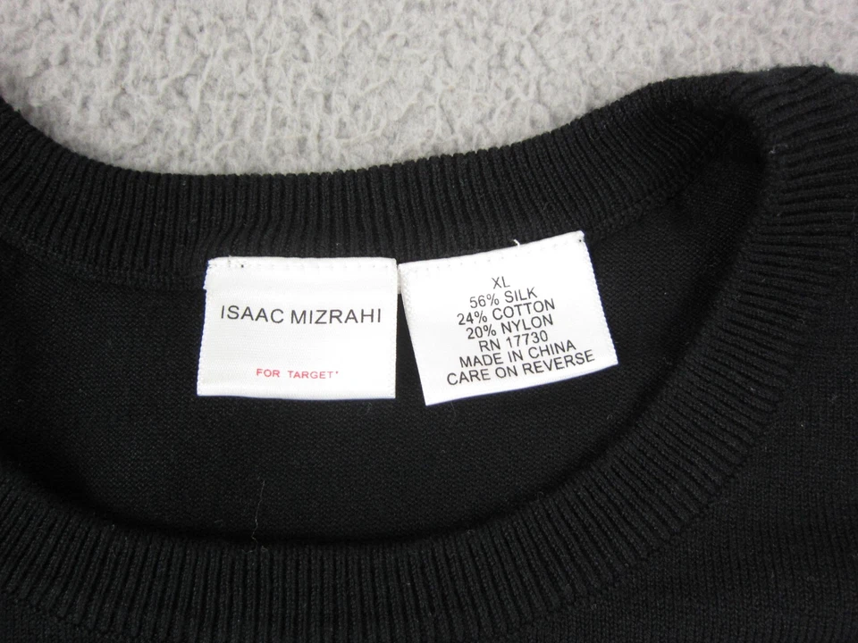 Isaac Mizrahi 毛衣女式特大号 XL 黑色丝绸棉质针织女士 — 第 3/4 张图片