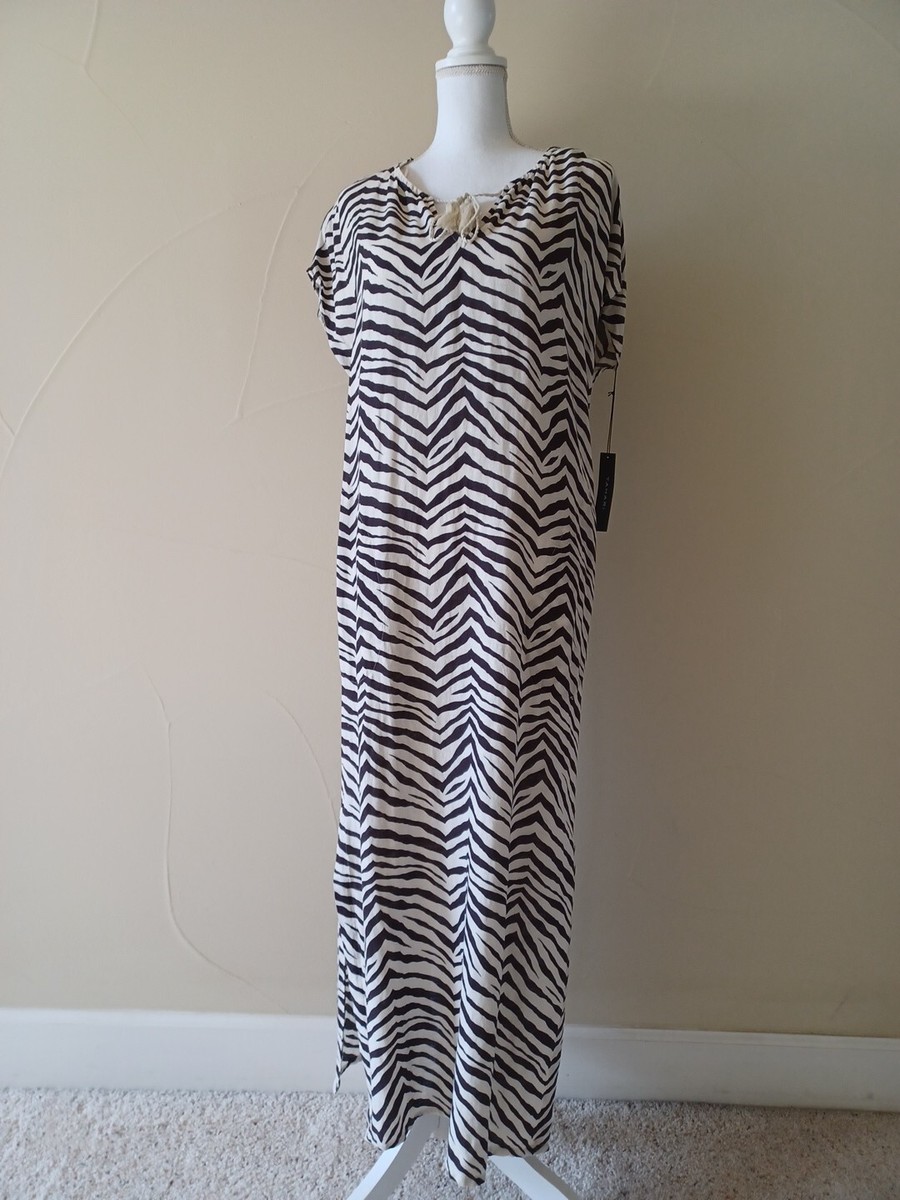 TAHARI linen blend cover up summer lightweight dress animal print Sz S NWT TAHARI linen blend cover up summer lightweight dress animal print Sz S NWT