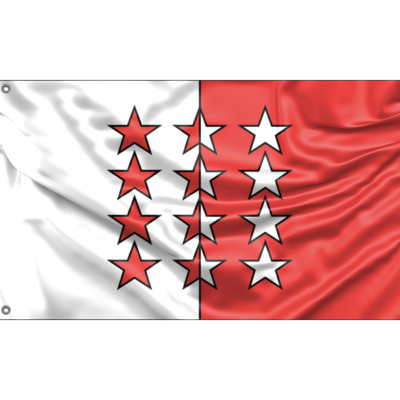 Flagge Kanton Wallis, einzigartiges Design, 3 x 5 Fuß / 90 x 150 cm, hergestellt in der EU
