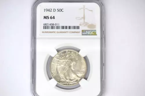 1942-D Walking Liberty Half Dollar- NGC MS-64.  Beautiful Coin!!