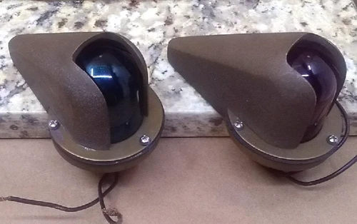 Pair Bronze Perko Navigation Lights Tear Drop Green & Red Plastic Bulbs NOS