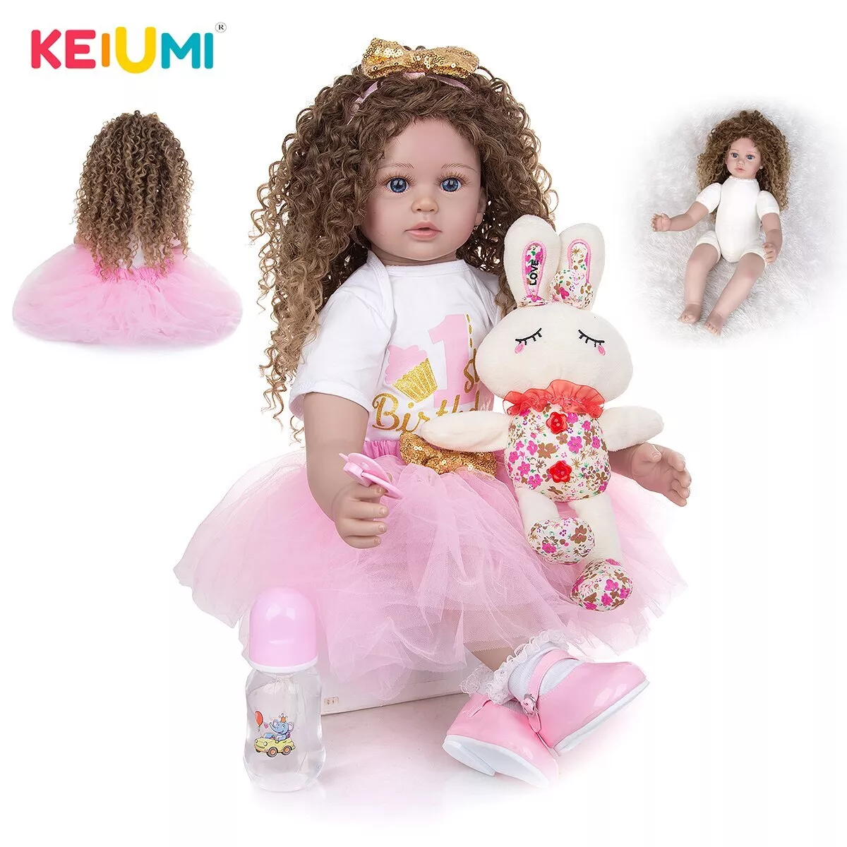 Keiumi Boneca Bebê Reborn 60cm Original Grande Linda Realista