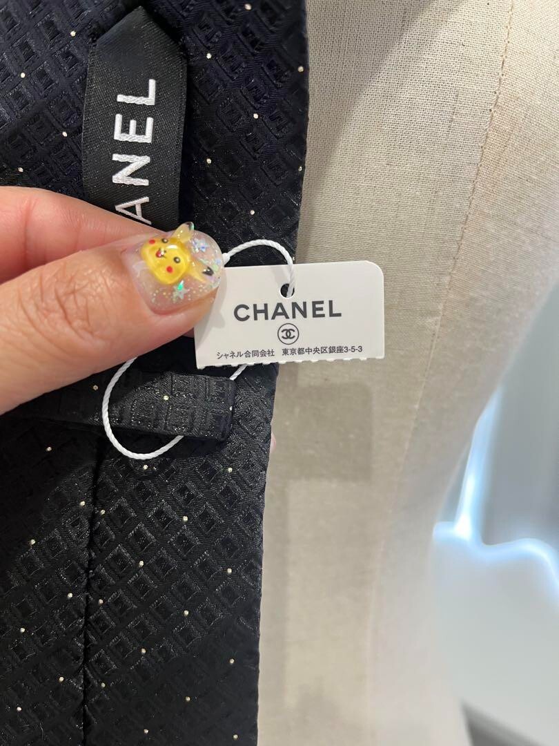 CHANEL Paris Black Silk Tie with Logo Brand New with Tags