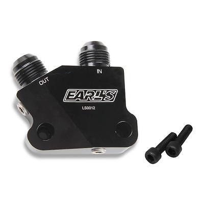 Earls LS0012ERL, One Black Aluminum Fits Gm Ls Engine Oil Cooler Adapter Perform