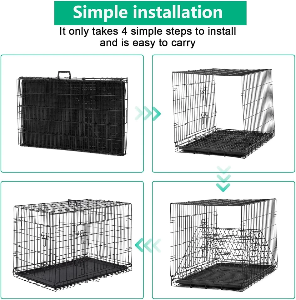 XL Dog Crate Dog Kennel Cage with Double Door,42 Inch Folding Metal Wire Dog Cag - Image 3 of 4