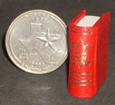 Book Red Gold Embossed 1:12 #P1006(2)RED Library School Doll Miniature Books