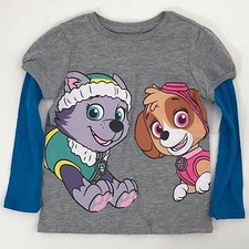 Paw Patrol Heather Gray  Blue Raglan Style Long Sleeve T-shirt Skye  Everest