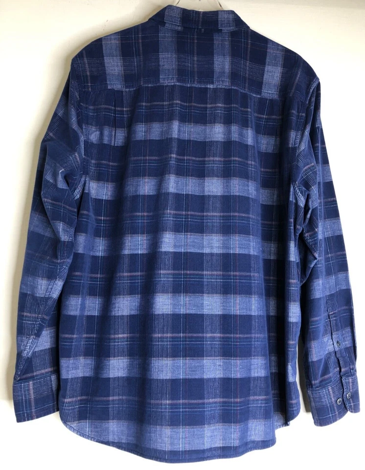 Camisa Tommy Bahama Para Hombre Talla XL Abotonada Azul Pana A Cuadros Mangas Largas Pkts Foto 2 de 4