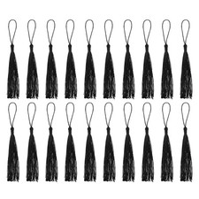 30Pcs 5" Silky Bookmark Tassels with Loop for DIY Craft Accessory, Black