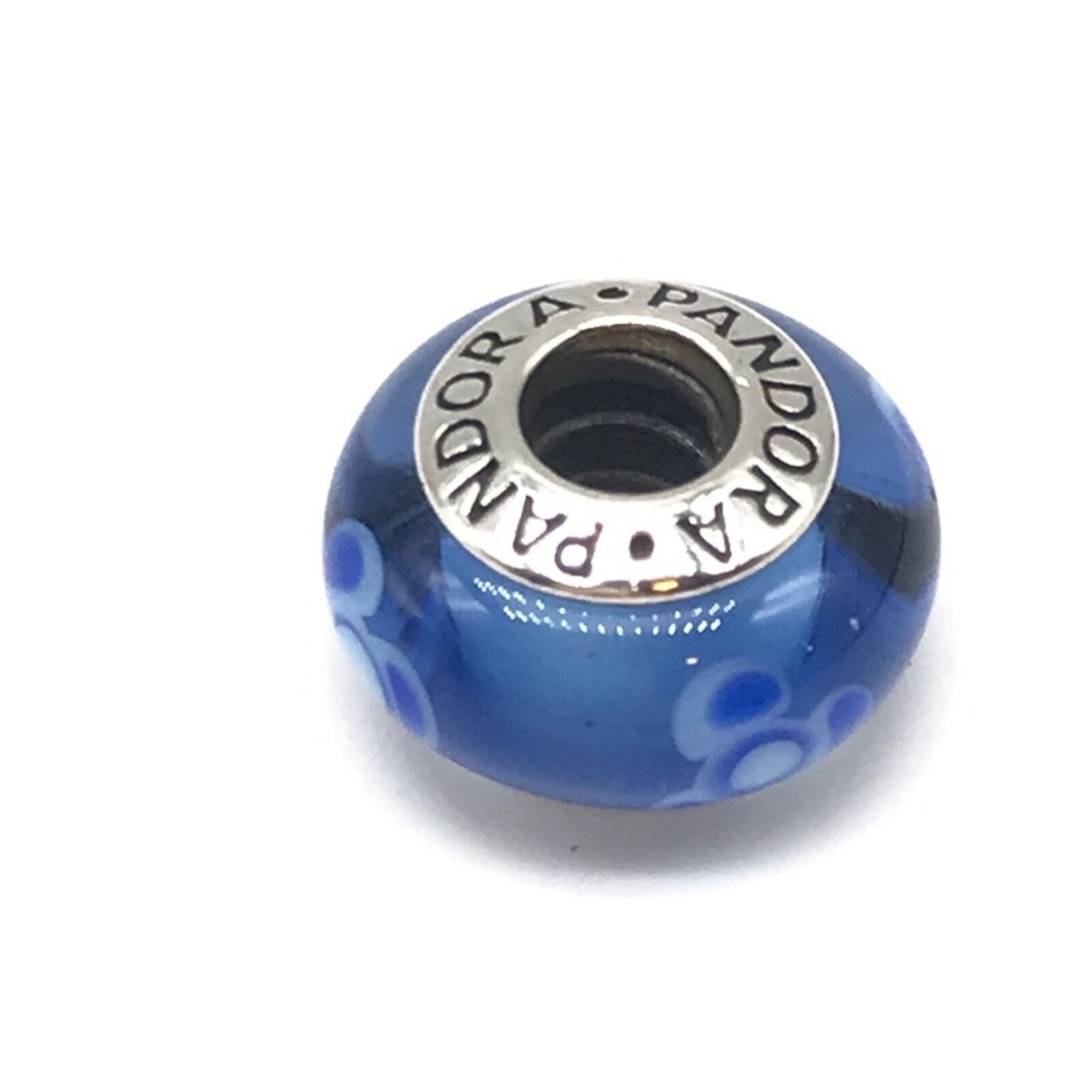 Pandora Blue Flowers Murano Glass Elegant Charm