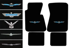 New! 1958-1973 Ford Thunderbird Black CARPET Floor Mats w Embroidered Bird Logo