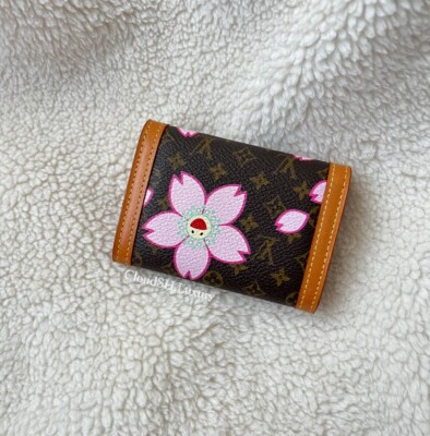 Auth Louis Vuitton Pink Cherry Blossom Classic Monogram Card