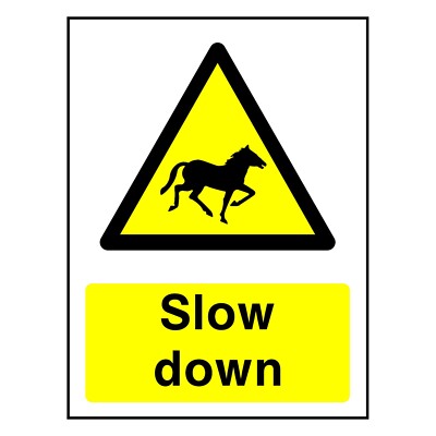 Pferd Slow Down Schild oder Aufkleber | COUN0005