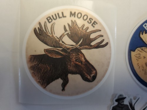 THEODORE ROOSEVELT on MOOSE STICKERS lot of 3 BULL MOOSE PARTY VARIETY PACK - Picture 3 of 19
